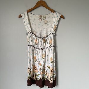 L8ter y2k 2000's Boho Tank Top Flowy Floral Pattern 100% Rayon Women's Size XL